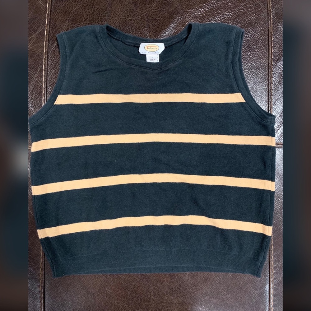 Popover Black & Tan Striped vest top